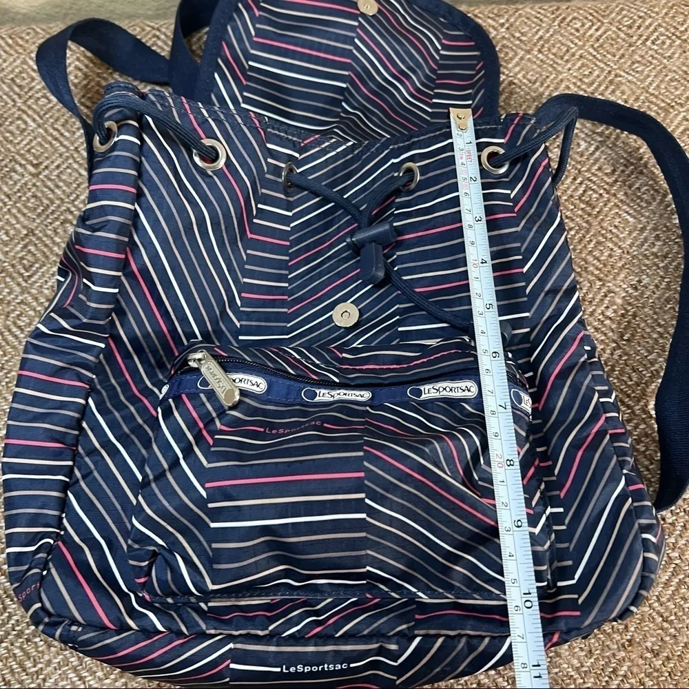 LESPORTSAC-Small Edie Drawstring Backpack Bag In Stripe Euphoria EUC Daily Use